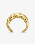 Braided gold statement cuff bracelet top view