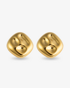 Organic square gold statement earrings front view