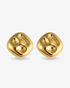 Organic square gold statement earrings front view