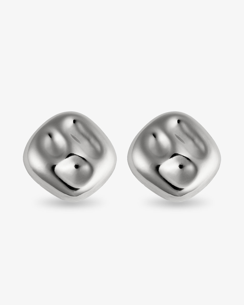 Organic square silver statement earrings