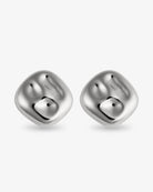 Organic square silver statement earrings