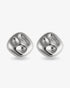 Organic square silver statement earrings