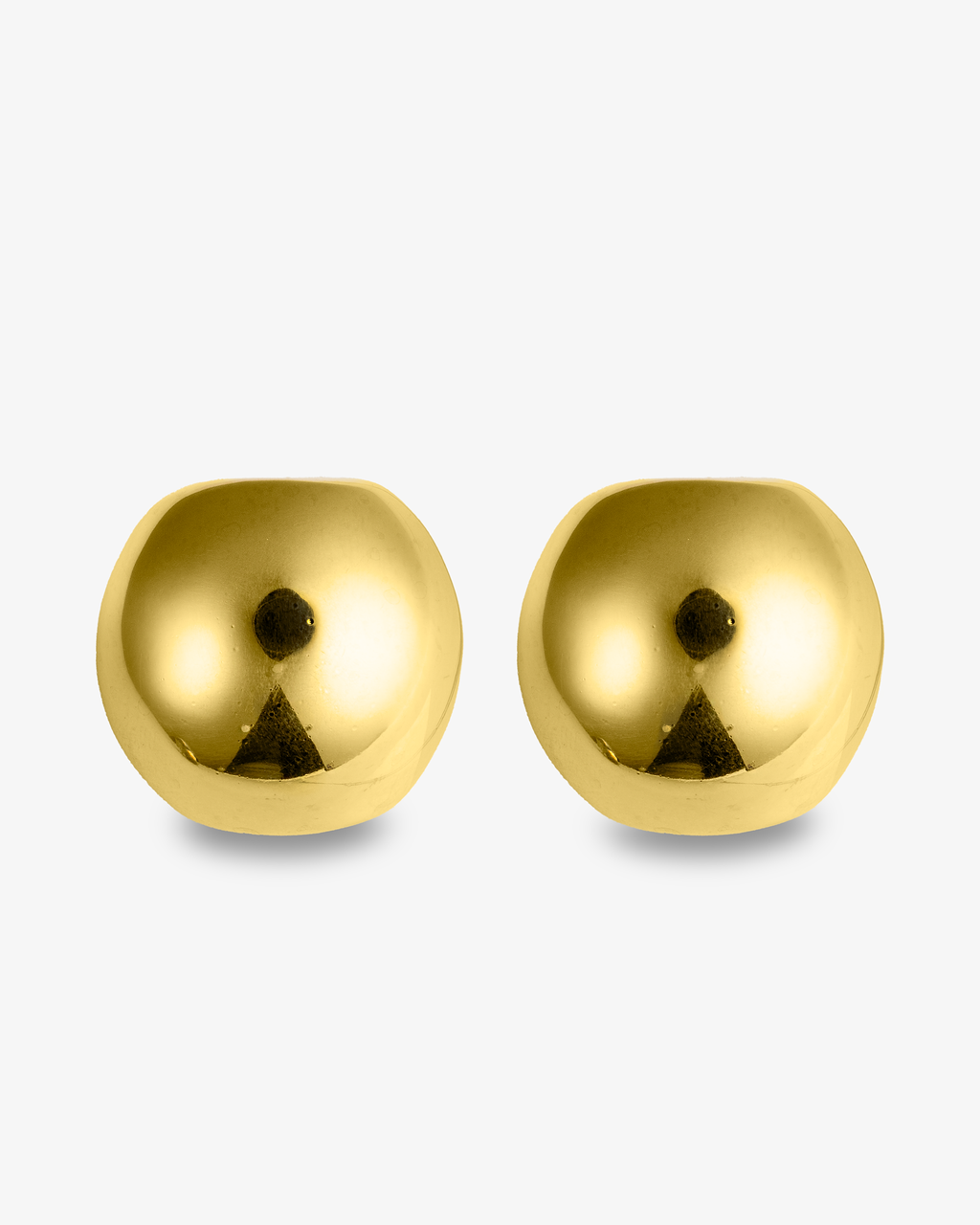 Rounded dome gold statement earrings front view