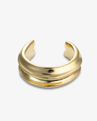 Double ridge gold open cuff bracelet front view