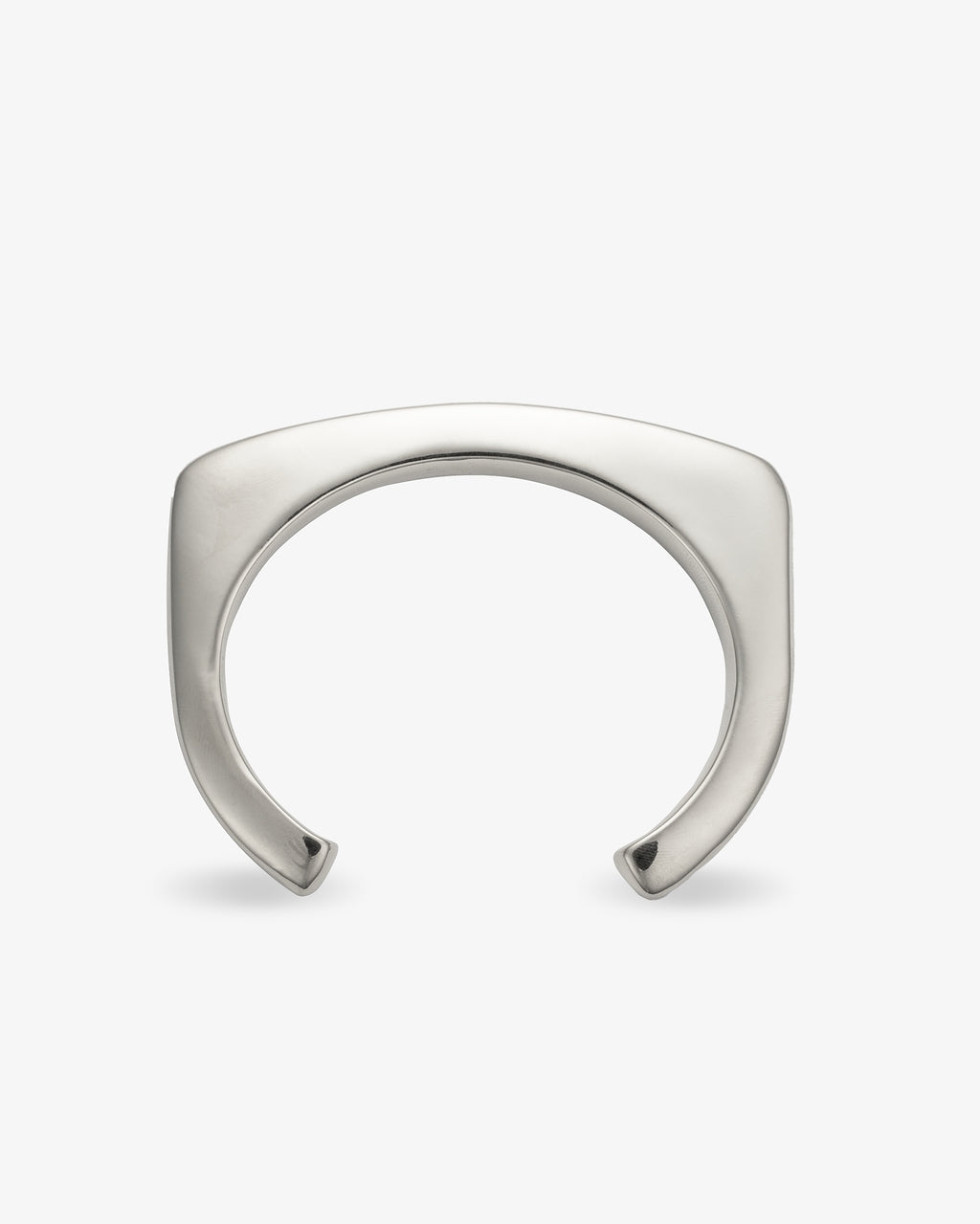Modern silver open cuff bracelet top view