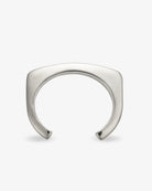 Modern silver open cuff bracelet top view