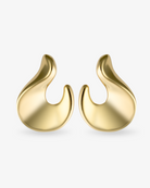 Sculptural flame gold statement earrings front view