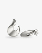 Sculptural flame silver statement earrings