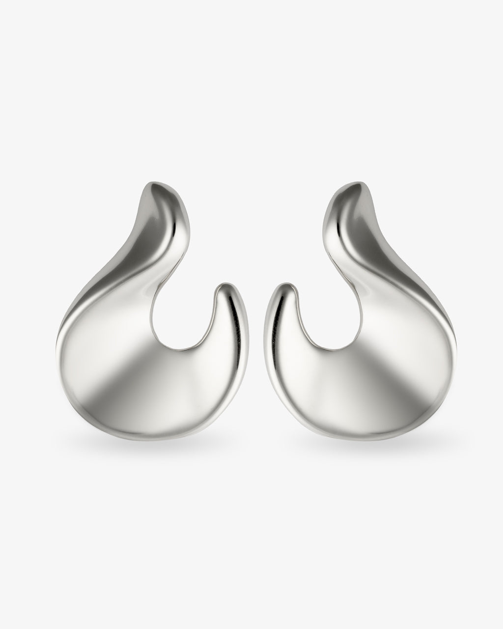 Flame-shaped silver statement earrings s