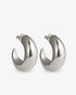 Chunky tapered silver hoop earrings front view with post back